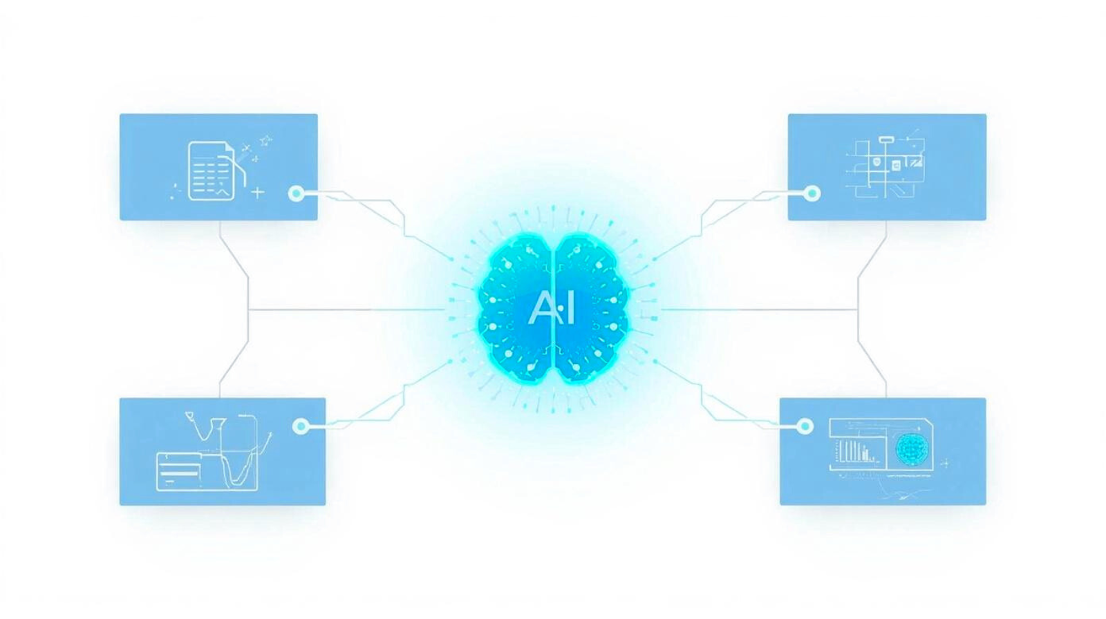 Ilustración de agentes de IA trabajando con datos médicos en sistemas de salud